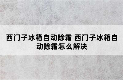 西门子冰箱自动除霜 西门子冰箱自动除霜怎么解决